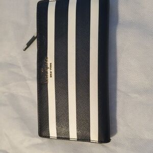 Kate Spade Black and White Striped Wallet.